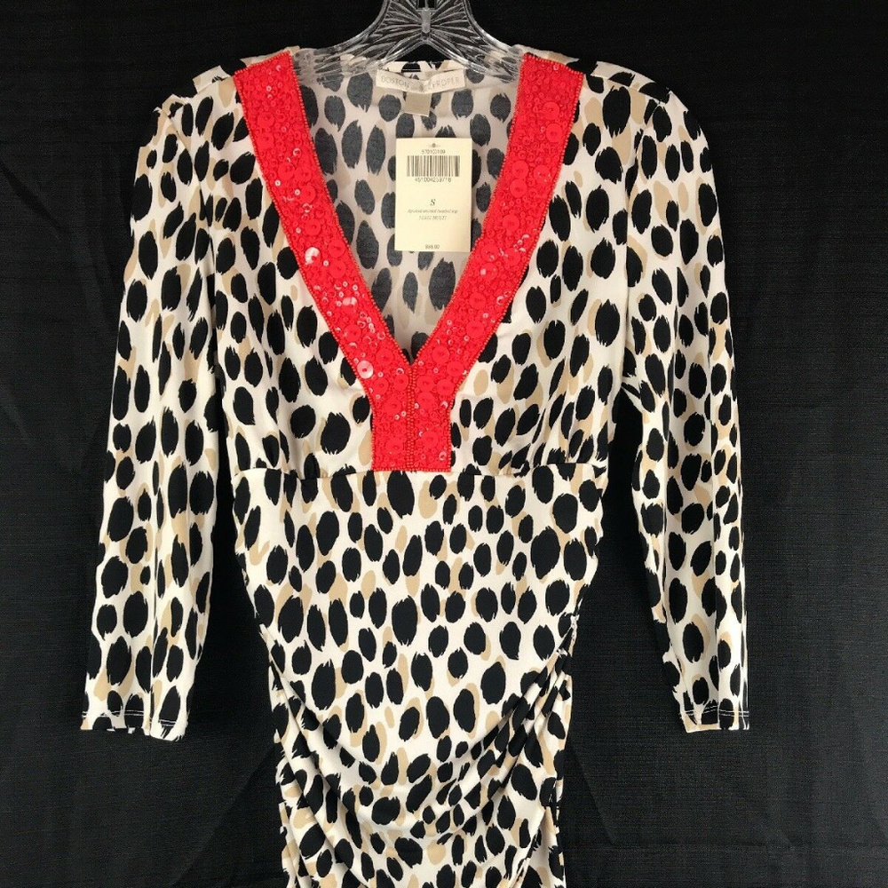 BOSTON PROPER Animal Print Stretch Blouse Sequins
